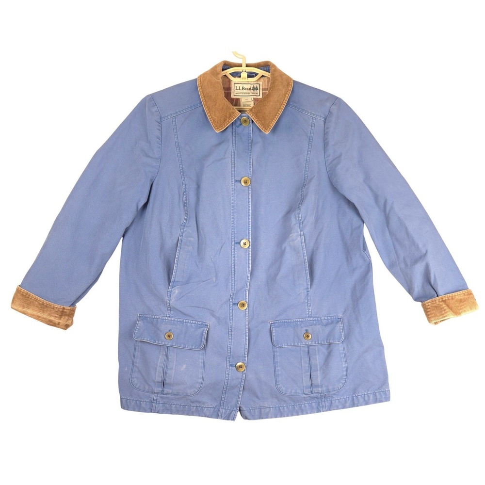 L.L. Bean Blue Utility Jacket with Brown Corduroy Collar